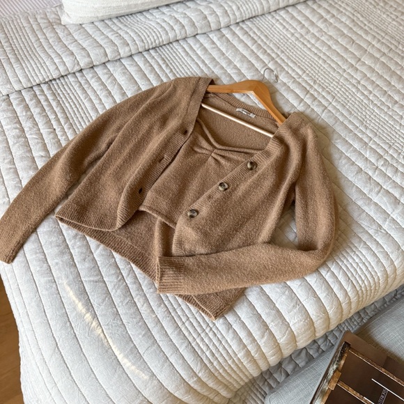 EUC Madewell 2 Piece Haskell Crop Cardigan Sweater Tank Set in Textured Yarn - Picture 5 of 6